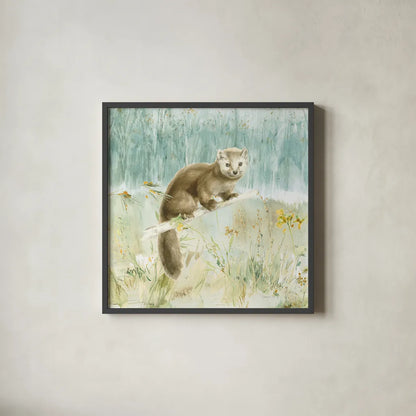 Meadows Edge V by Danhui Nai. Shown in a sleek black glass frame for a contemporary gallery look. Available as an archival giclee rolled canvas, fine art paper, or poster print. SKU 61972a.