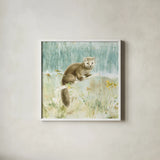 Meadows Edge V by Danhui Nai. Shown in a crisp white glass frame for a clean and minimalist style. Available as an archival giclee rolled canvas, fine art paper, or poster print. SKU 61972a.