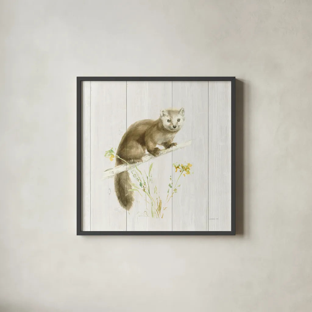 Meadows Edge V on Wood by Danhui Nai. Shown in a sleek black glass frame for a contemporary gallery look. Available as an archival giclee rolled canvas, fine art paper, or poster print. SKU 61978a.