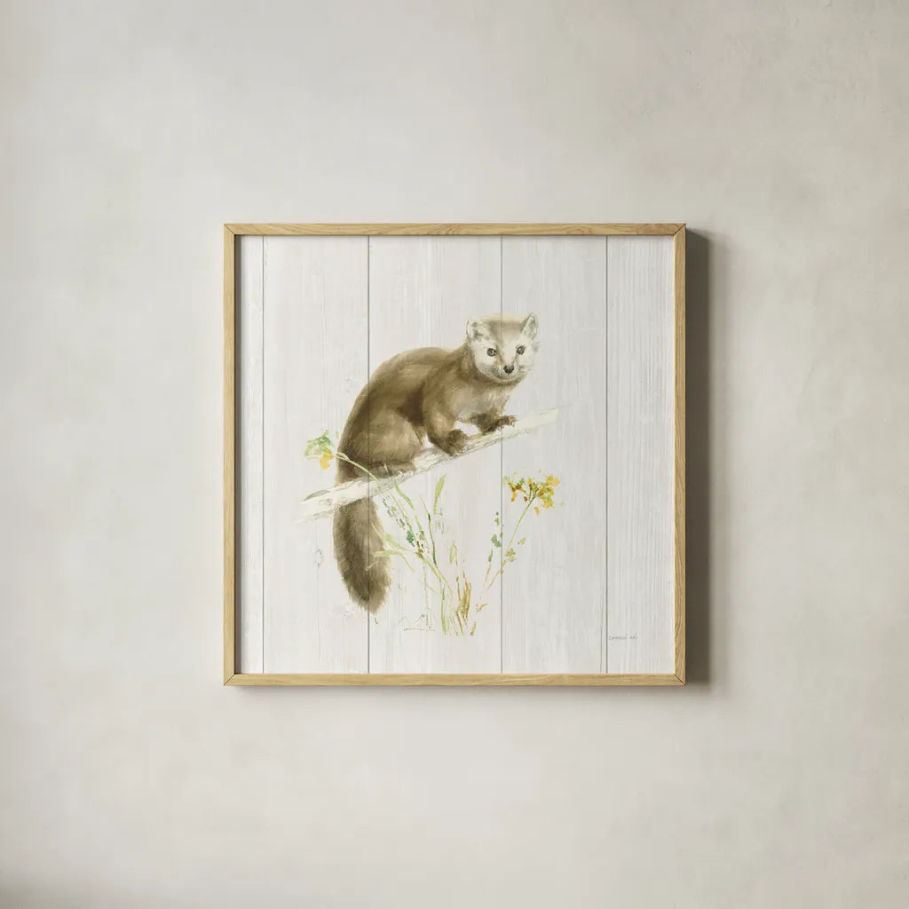 Meadows Edge V on Wood by Danhui Nai. Shown in a natural wood glass frame for a timeless modern aesthetic. Available as an archival giclee rolled canvas, fine art paper, or poster print. SKU 61978a.