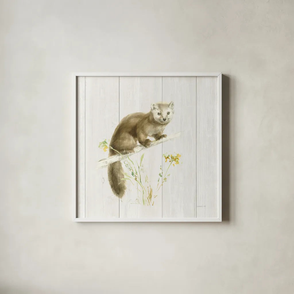 Meadows Edge V on Wood by Danhui Nai. Shown in a crisp white glass frame for a clean and minimalist style. Available as an archival giclee rolled canvas, fine art paper, or poster print. SKU 61978a.