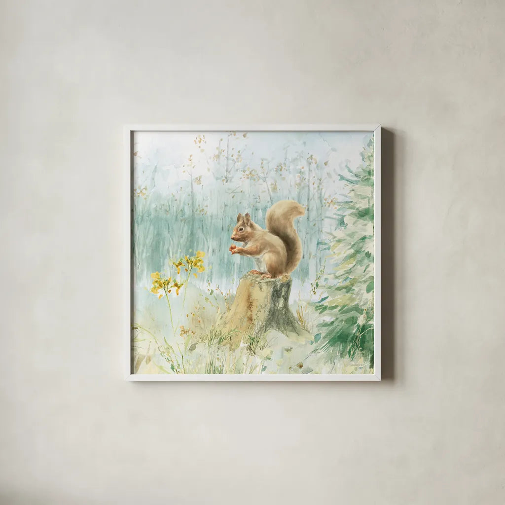 Meadows Edge VI by Danhui Nai. Shown in a crisp white glass frame for a clean and minimalist style. Available as an archival giclee rolled canvas, fine art paper, or poster print. SKU 61973a.