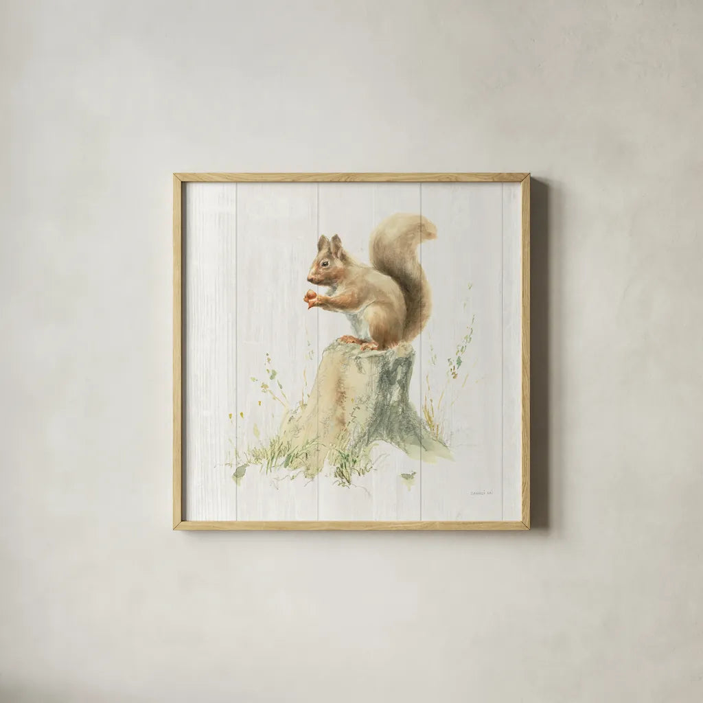 Meadows Edge VI on Wood by Danhui Nai. Shown in a natural wood glass frame for a timeless modern aesthetic. Available as an archival giclee rolled canvas, fine art paper, or poster print. SKU 61979a.