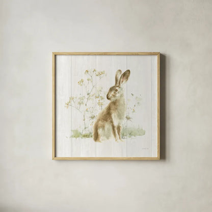 Meadows Edge VII on Wood by Danhui Nai. Shown in a natural wood glass frame for a timeless modern aesthetic. Available as an archival giclee rolled canvas, fine art paper, or poster print. SKU 61980a.