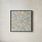 Medallion of Light by Danhui Nai. Shown in a sleek black glass frame for a contemporary gallery look. Available as an archival giclee rolled canvas, fine art paper, or poster print. SKU 64344a.