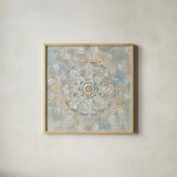Medallion of Light by Danhui Nai. Shown in a natural wood glass frame for a timeless modern aesthetic. Available as an archival giclee rolled canvas, fine art paper, or poster print. SKU 64344a.