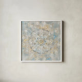 Medallion of Light by Danhui Nai. Shown in a crisp white glass frame for a clean and minimalist style. Available as an archival giclee rolled canvas, fine art paper, or poster print. SKU 64344a.