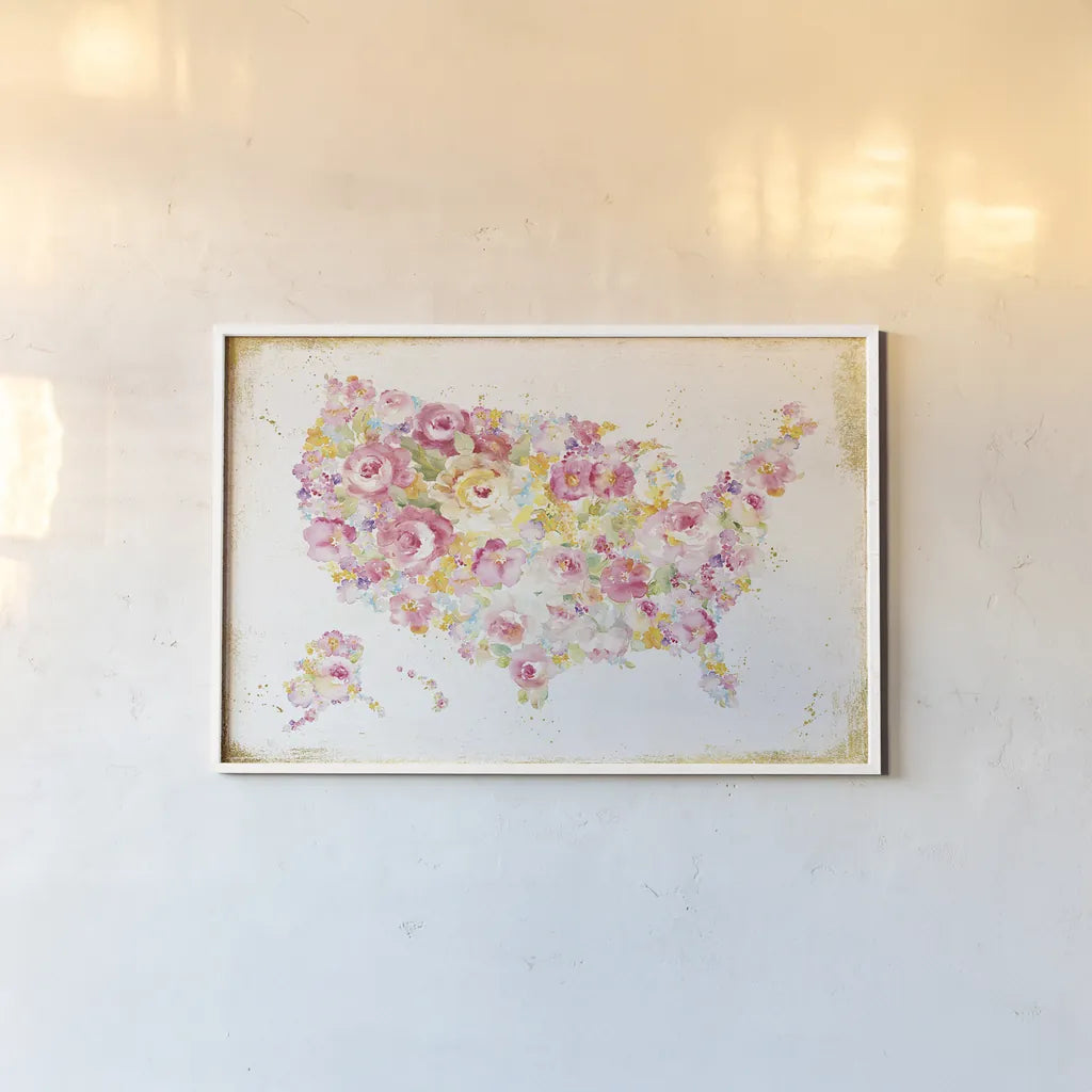 Midsummer USA by Danhui Nai. shown as a paper print in a white frame. Available as a archival giclee rolled canvas, fine art paper, or poster print. SKU 26198i.