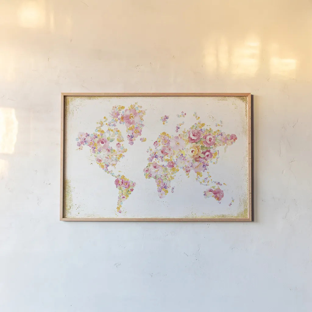 Midsummer World by Danhui Nai. shown as a paper print in a natural frame. Available as a archival giclee rolled canvas, fine art paper, or poster print. SKU 26197i.