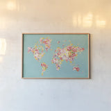 Midsummer World Turquoise by Danhui Nai. shown as a paper print in a natural frame. Available as a archival giclee rolled canvas, fine art paper, or poster print. SKU 49368i.