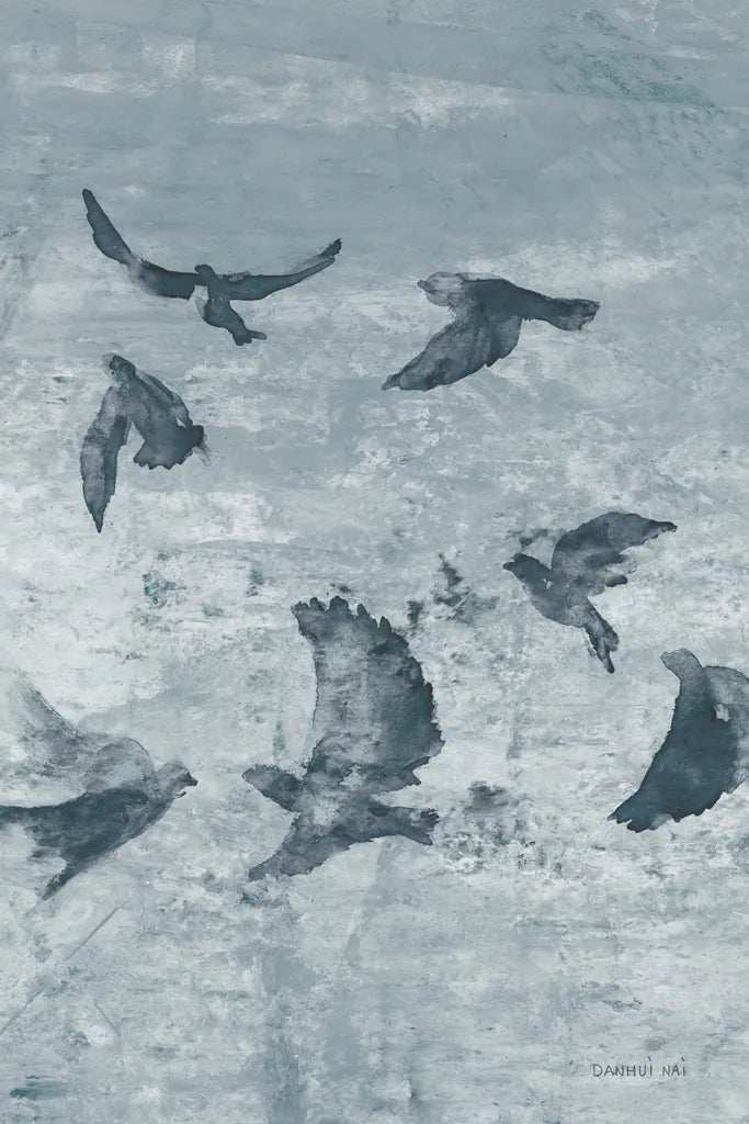 Migration Blue Panel II by Danhui Nai. SKU 90165h. Archival Giclee Fine art print for wall decor.