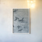 Migration Blue Panel III by Danhui Nai. shown as a paper print in a white frame. Available as a archival giclee rolled canvas, fine art paper, or poster print. SKU 90166h.