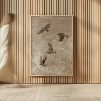 Migration Brown Panel I by Danhui Nai. shown as over sized large wall art. Available as an archival giclee rolled canvas, fine art paper, or poster print. SKU 94455h.