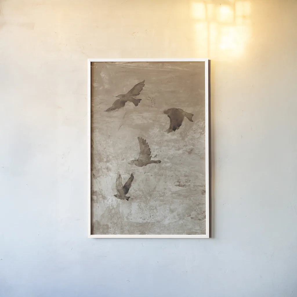 Migration Brown Panel I by Danhui Nai. shown as a paper print in a white frame. Available as a archival giclee rolled canvas, fine art paper, or poster print. SKU 94455h.