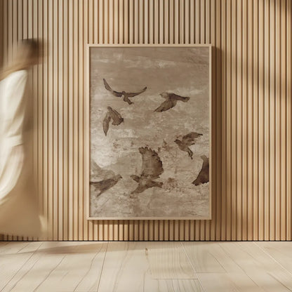 Migration Brown Panel II by Danhui Nai. shown as over sized large wall art. Available as an archival giclee rolled canvas, fine art paper, or poster print. SKU 94456h.