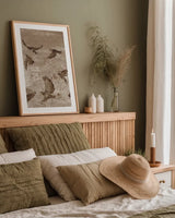 Migration Brown Panel II by Danhui Nai. shown as a paper print in a natural frame. Available as a archival giclee rolled canvas, fine art paper, or poster print. SKU 94456h.