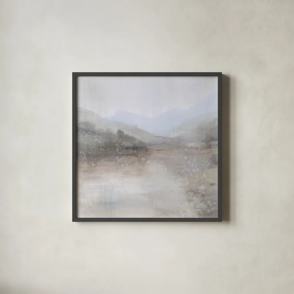 Misty Mood by Danhui Nai. Shown in a sleek black glass frame for a contemporary gallery look. Available as an archival giclee rolled canvas, fine art paper, or poster print. SKU 83487a.