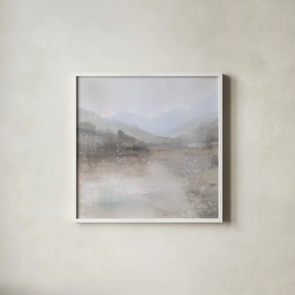 Misty Mood by Danhui Nai. Shown in a crisp white glass frame for a clean and minimalist style. Available as an archival giclee rolled canvas, fine art paper, or poster print. SKU 83487a.