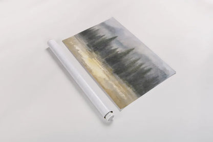 Misty Pines by Danhui Nai. shown as a rolled paper print. Available as archival giclee rolled canvas, fine art paper, or poster print. SKU 70122i.