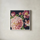 Mixed Floral IV Crop I Pastel by Danhui Nai. Shown in a crisp white glass frame for a clean and minimalist style. Available as an archival giclee rolled canvas, fine art paper, or poster print. SKU 27971a.