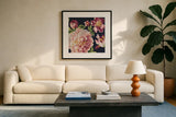 Mixed Floral IV Crop I Pastel by Danhui Nai. Displayed in a glass frame with matte in a clean modern living room. Available as an archival giclee rolled canvas, fine art paper, or poster print. SKU 27971a.