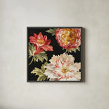 Mixed Floral IV Crop II by Danhui Nai. Shown in a sleek black glass frame for a contemporary gallery look. Available as an archival giclee rolled canvas, fine art paper, or poster print. SKU 13547a.