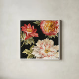 Mixed Floral IV Crop II by Danhui Nai. Shown in a crisp white glass frame for a clean and minimalist style. Available as an archival giclee rolled canvas, fine art paper, or poster print. SKU 13547a.