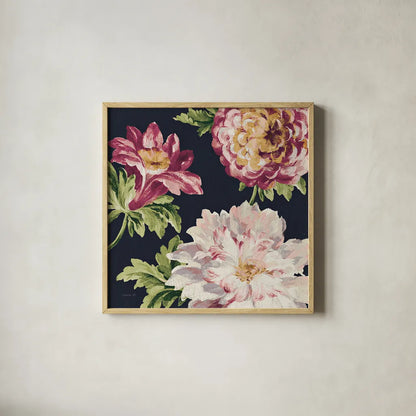 Mixed Floral IV Crop II Pastel by Danhui Nai. Shown in a natural wood glass frame for a timeless modern aesthetic. Available as an archival giclee rolled canvas, fine art paper, or poster print. SKU 27972a.