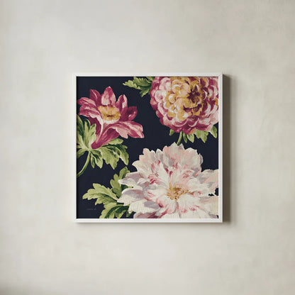 Mixed Floral IV Crop II Pastel by Danhui Nai. Shown in a crisp white glass frame for a clean and minimalist style. Available as an archival giclee rolled canvas, fine art paper, or poster print. SKU 27972a.