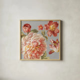 Mixed floral IV Crop I Gray I by Danhui Nai. Shown in a natural wood glass frame for a timeless modern aesthetic. Available as an archival giclee rolled canvas, fine art paper, or poster print. SKU 35573a.