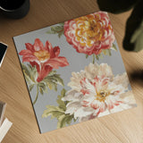 Mixed floral IV Crop II Gray II by Danhui Nai. Shown as a detailed flat fine art print, highlighting archival giclee quality. Available as an archival giclee rolled canvas, fine art paper, or poster print. SKU 35574a.