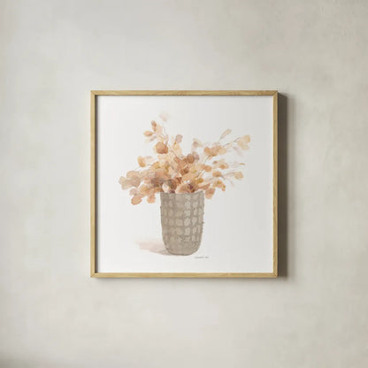 Modern Floral Boho I by Danhui Nai. Shown in a natural wood glass frame for a timeless modern aesthetic. Available as an archival giclee rolled canvas, fine art paper, or poster print. SKU 73229a.