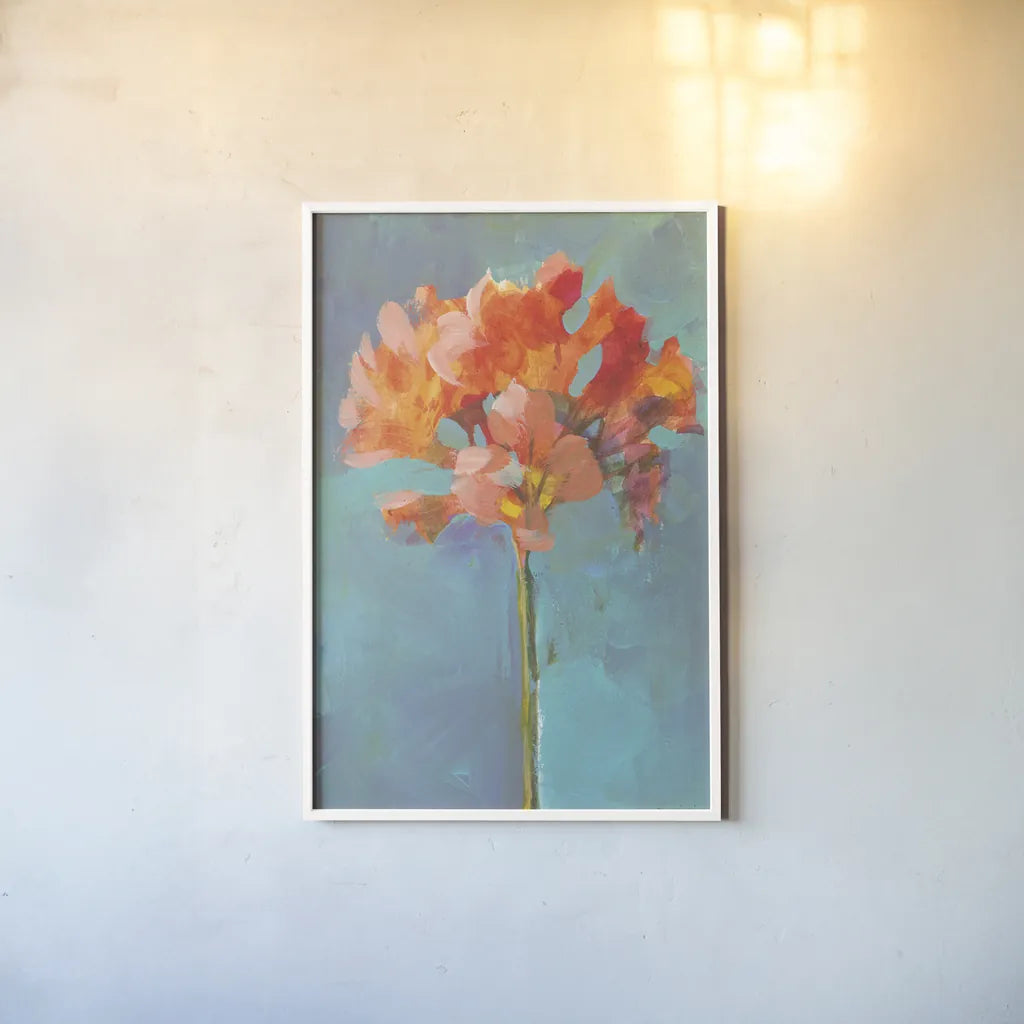 Modern Floral I by Danhui Nai. shown as a paper print in a white frame. Available as a archival giclee rolled canvas, fine art paper, or poster print. SKU 68227h.