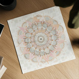 Modern Mandala Square by Danhui Nai. Shown as a detailed flat fine art print, highlighting archival giclee quality. Available as an archival giclee rolled canvas, fine art paper, or poster print. SKU 41404a.