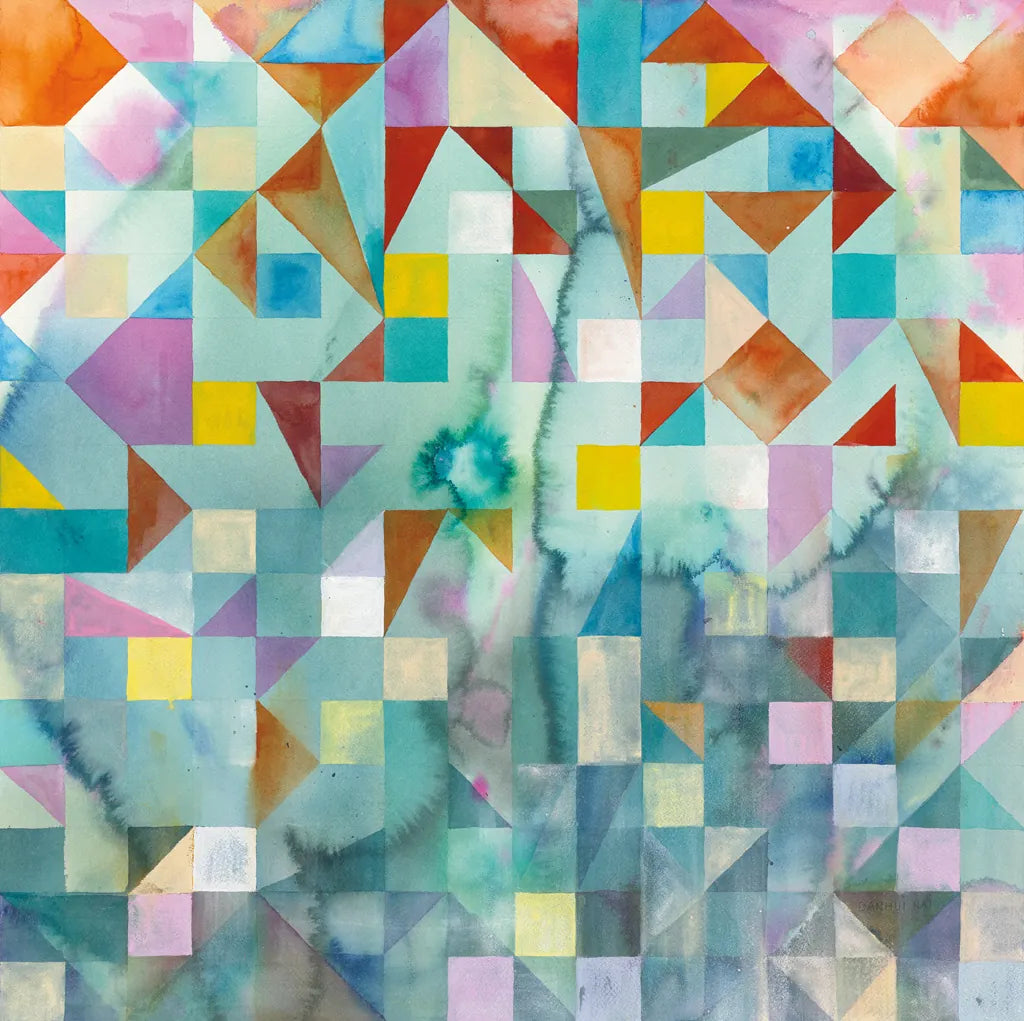 Modern Patchwork by Danhui Nai. SKU 36017a. Archival Giclee Fine art print for wall decor.