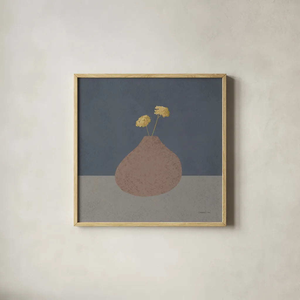 Modern Vessels I by Danhui Nai. Shown in a natural wood glass frame for a timeless modern aesthetic. Available as an archival giclee rolled canvas, fine art paper, or poster print. SKU 87783a.