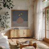 Modern Vessels I by Danhui Nai. Shown in a natural wood frame in a cozy modern living room. Available as an archival giclee rolled canvas, fine art paper, or poster print. SKU 87783a.