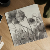 Monochromatic Poppies by Danhui Nai. Shown as a detailed flat fine art print, highlighting archival giclee quality. Available as an archival giclee rolled canvas, fine art paper, or poster print. SKU 99979a.
