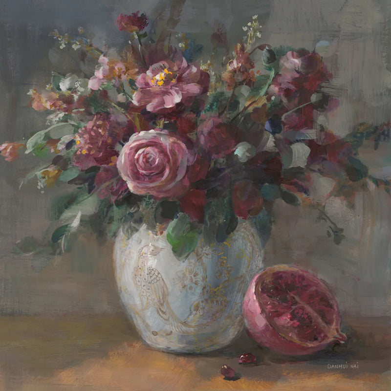 Moody Rich Fall Florals by Danhui Nai. SKU 87818a. Archival Giclee Fine art print for wall decor.