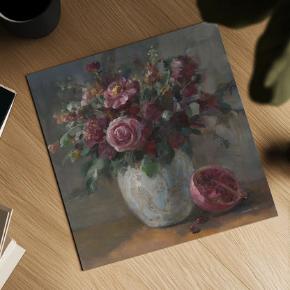 Moody Rich Fall Florals by Danhui Nai. Shown as a detailed flat fine art print, highlighting archival giclee quality. Available as an archival giclee rolled canvas, fine art paper, or poster print. SKU 87818a.