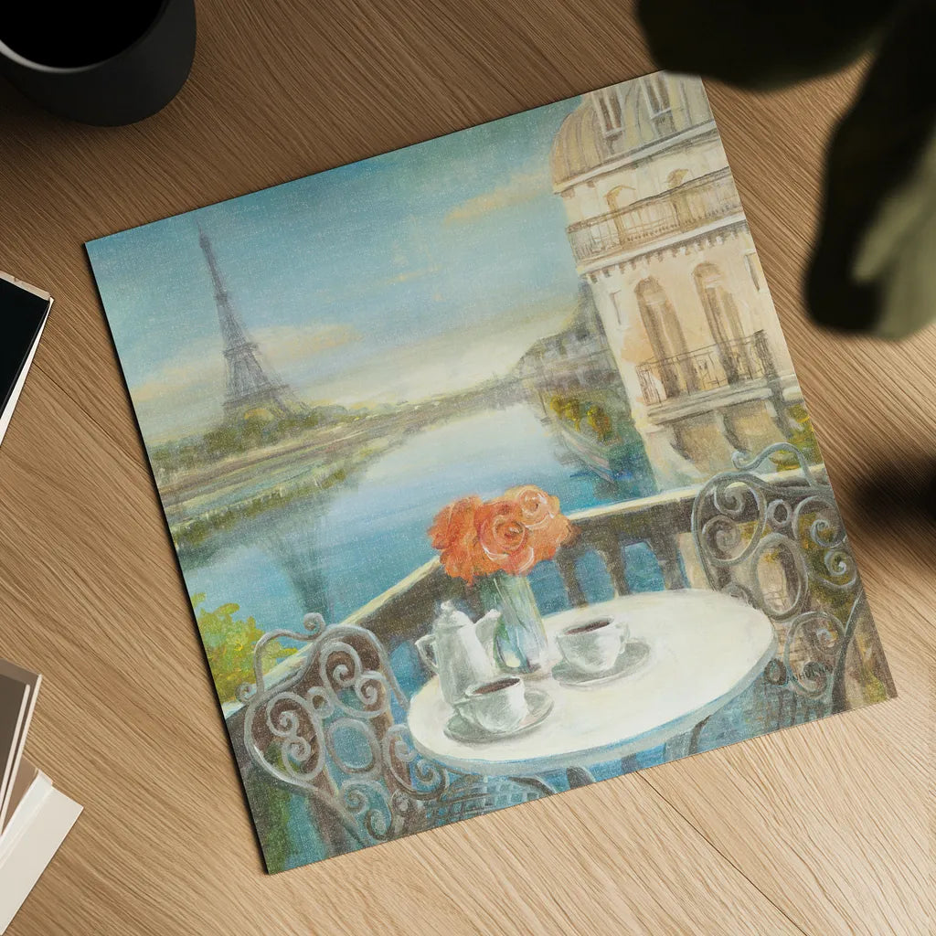 Morning on the Seine Crop by Danhui Nai. Shown as a detailed flat fine art print, highlighting archival giclee quality. Available as an archival giclee rolled canvas, fine art paper, or poster print. SKU 12595a.