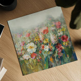 Mountain Meadows Autumn by Danhui Nai. Shown as a detailed flat fine art print, highlighting archival giclee quality. Available as an archival giclee rolled canvas, fine art paper, or poster print. SKU 74470a.
