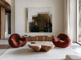 Natural Abstract II by Danhui Nai. Shown as extra-large giant wall art in a modern living room. Available as an archival giclee rolled canvas, fine art paper, or poster print. SKU 98039a.