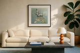 Natural Detail II Blue by Danhui Nai. Displayed in a glass frame with matte in a clean modern living room. Available as an archival giclee rolled canvas, fine art paper, or poster print. SKU 61879a.