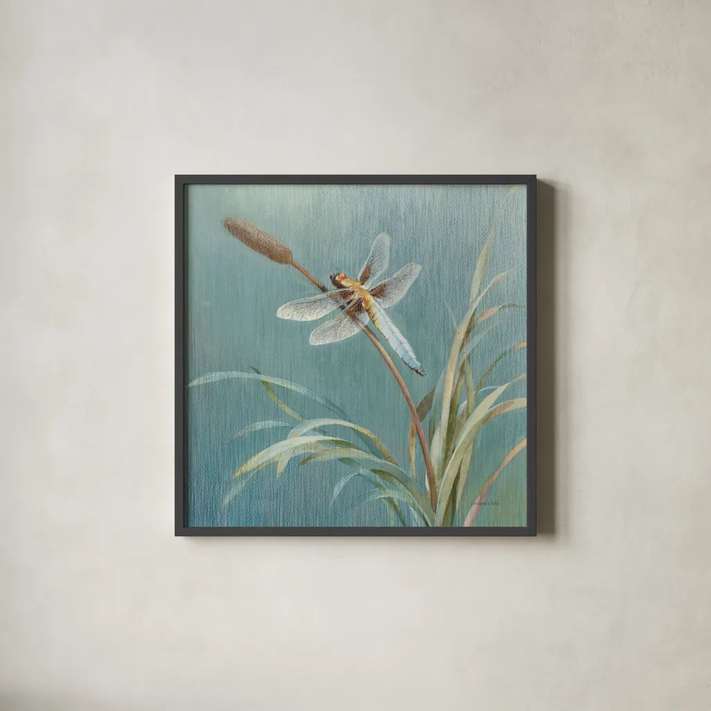 Natural Detail IV Blue by Danhui Nai. Shown in a sleek black glass frame for a contemporary gallery look. Available as an archival giclee rolled canvas, fine art paper, or poster print. SKU 61881a.