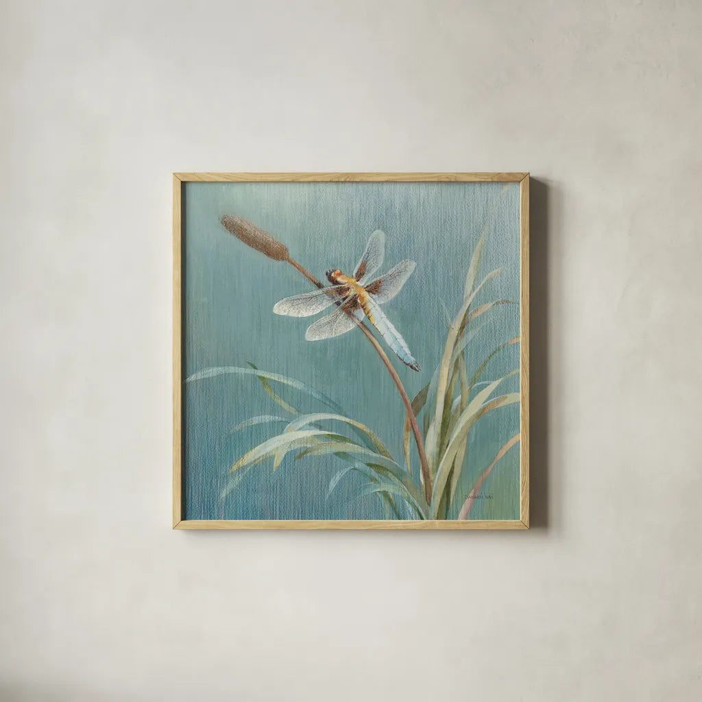Natural Detail IV Blue by Danhui Nai. Shown in a natural wood glass frame for a timeless modern aesthetic. Available as an archival giclee rolled canvas, fine art paper, or poster print. SKU 61881a.