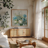Natural Elegance Crop by Danhui Nai. Shown in a natural wood frame in a cozy modern living room. Available as an archival giclee rolled canvas, fine art paper, or poster print. SKU 37348a.