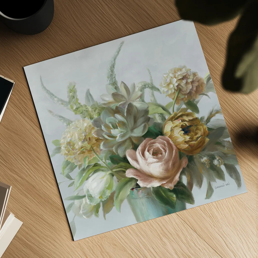 Natural Elegance Fall on Grey no Texture Crop by Danhui Nai. Shown as a detailed flat fine art print, highlighting archival giclee quality. Available as an archival giclee rolled canvas, fine art paper, or poster print. SKU 87345a.