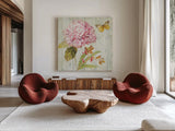 Natural Flora III by Danhui Nai. Shown as extra-large giant wall art in a modern living room. Available as an archival giclee rolled canvas, fine art paper, or poster print. SKU 22624a.