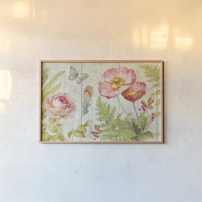 Natural Flora V by Danhui Nai. shown as a paper print in a natural frame. Available as a archival giclee rolled canvas, fine art paper, or poster print. SKU 22626i.